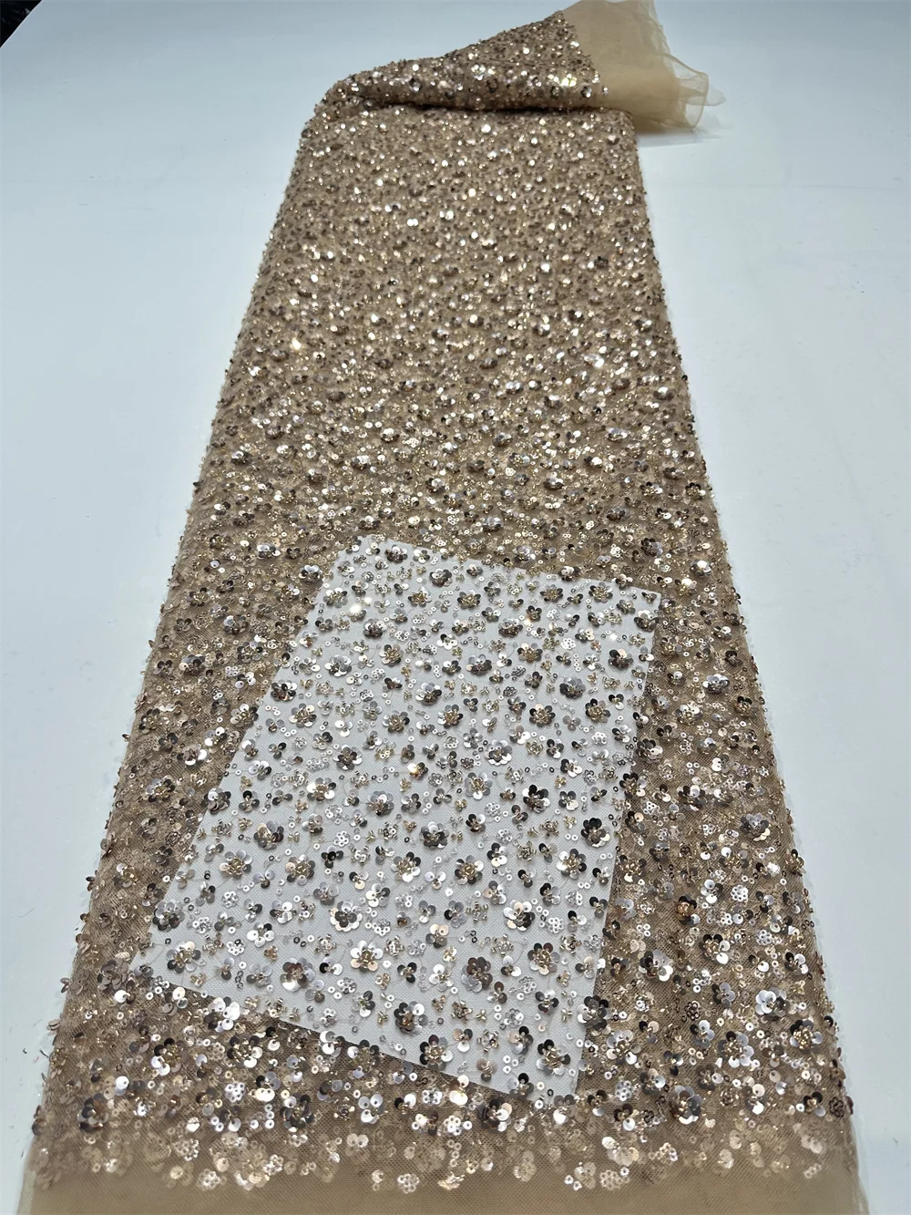 Glitter Tablecloth - Afrykańska koronka 2026 złote cekiny haftowane