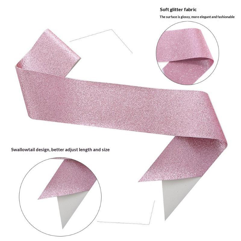 Birthday Sash Glitter - Błyszcząca, gładka satynowa szarfa – zrób