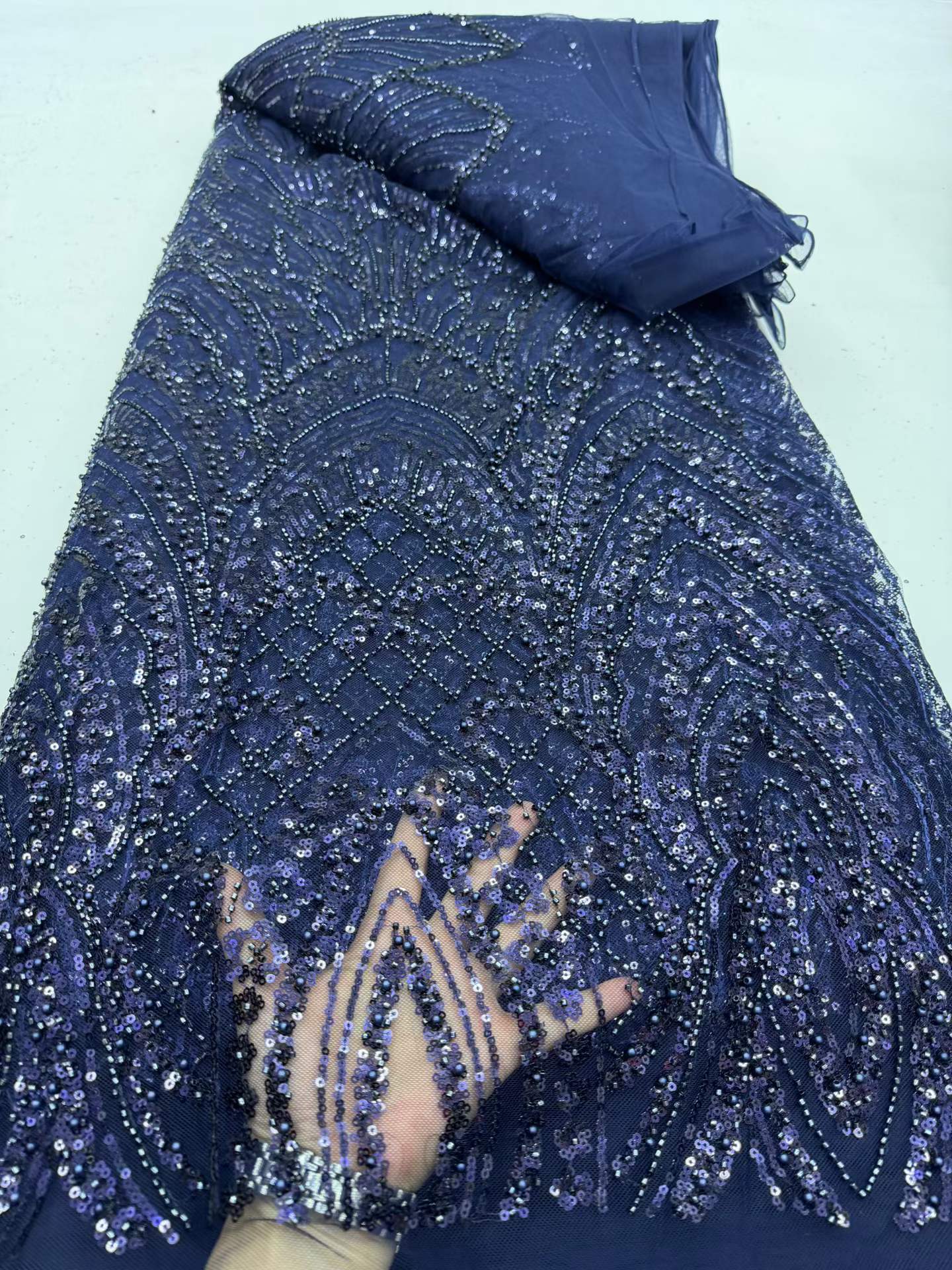 Glitter Tablecloth - Luksusowa afrykańska koronka z cekinami i