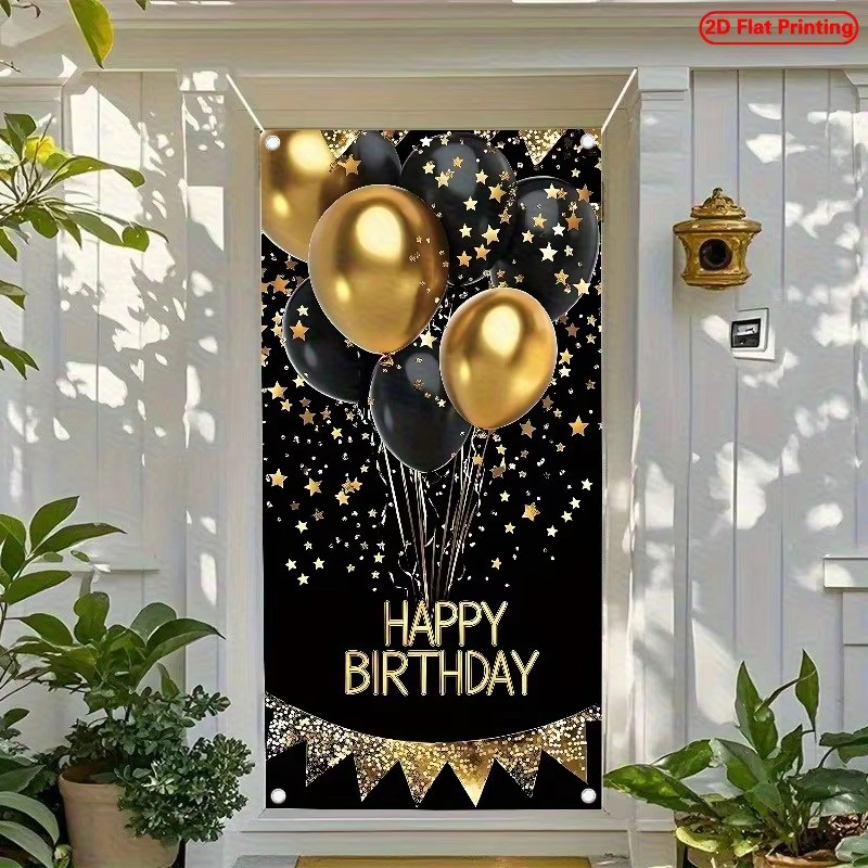 Baner na drzwi 2D, elegancki b – Party Banner Gold recenzja i cena